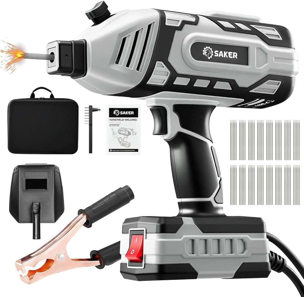 Saker Portable Welder Handheld Welding Machine with 5-Level Current Adjustment, IGBT ARC Welder Gun with 80 Welding Rods, 110V Plug & Play for DIY Home Garage Metal Welding - Image 1