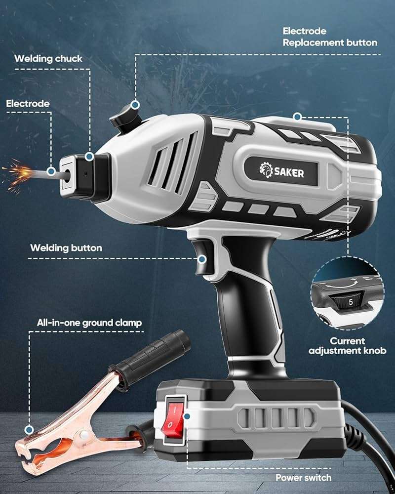 Saker Portable Welder Handheld Welding Machine with 5-Level Current Adjustment, IGBT ARC Welder Gun with 80 Welding Rods, 110V Plug & Play for DIY Home Garage Metal Welding - Image 7