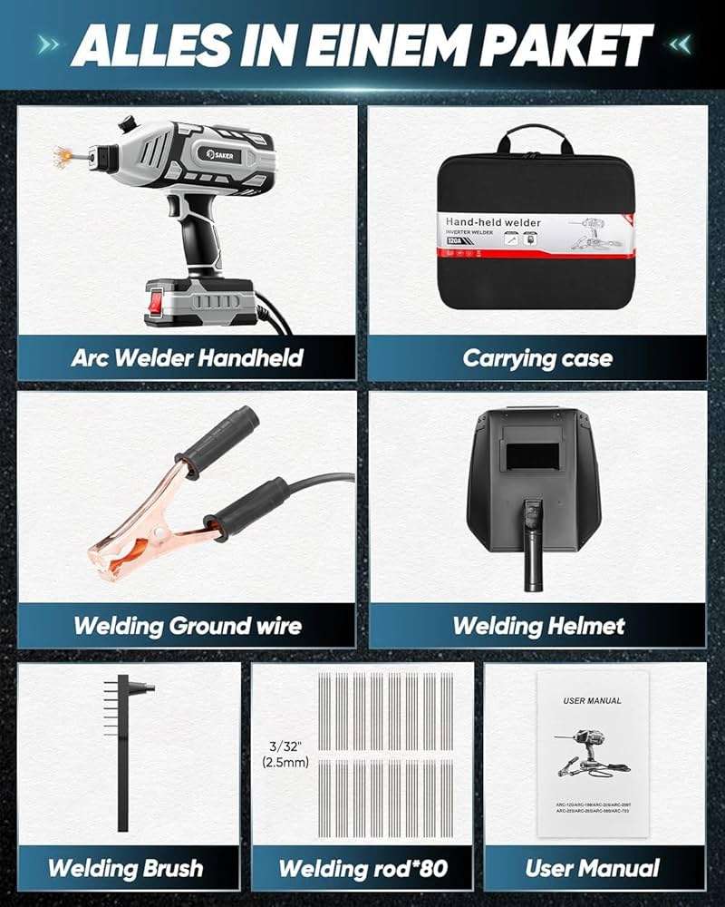 Saker Portable Welder Handheld Welding Machine with 5-Level Current Adjustment, IGBT ARC Welder Gun with 80 Welding Rods, 110V Plug & Play for DIY Home Garage Metal Welding - Image 8