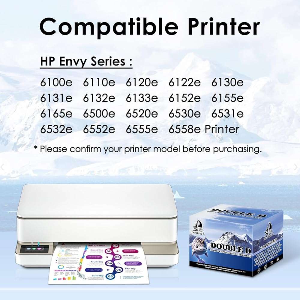 DOUBLE D 68 68XL Black Compatible Ink Cartridges Replacement for HP 68XL Work with Envy 6155e 6555e 6100e 6165e 6500e 6152e 6552e 6558e Printer (Black, 2-Pack) - Image 2