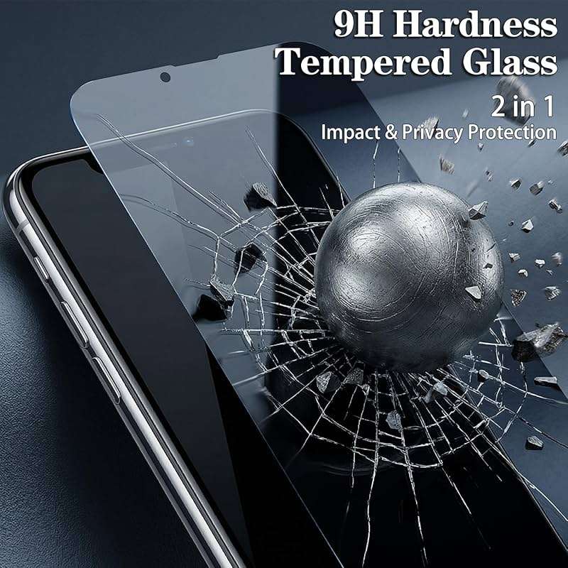 Kesuwe 3 Pack Privacy Screen Protector for iPhone 17e/16e 6.1 Inch Anti Spy Private Tempered Glass Film, 9H Hardness, Anti Scratch, Case Friendly, Easy Installation - Image 4