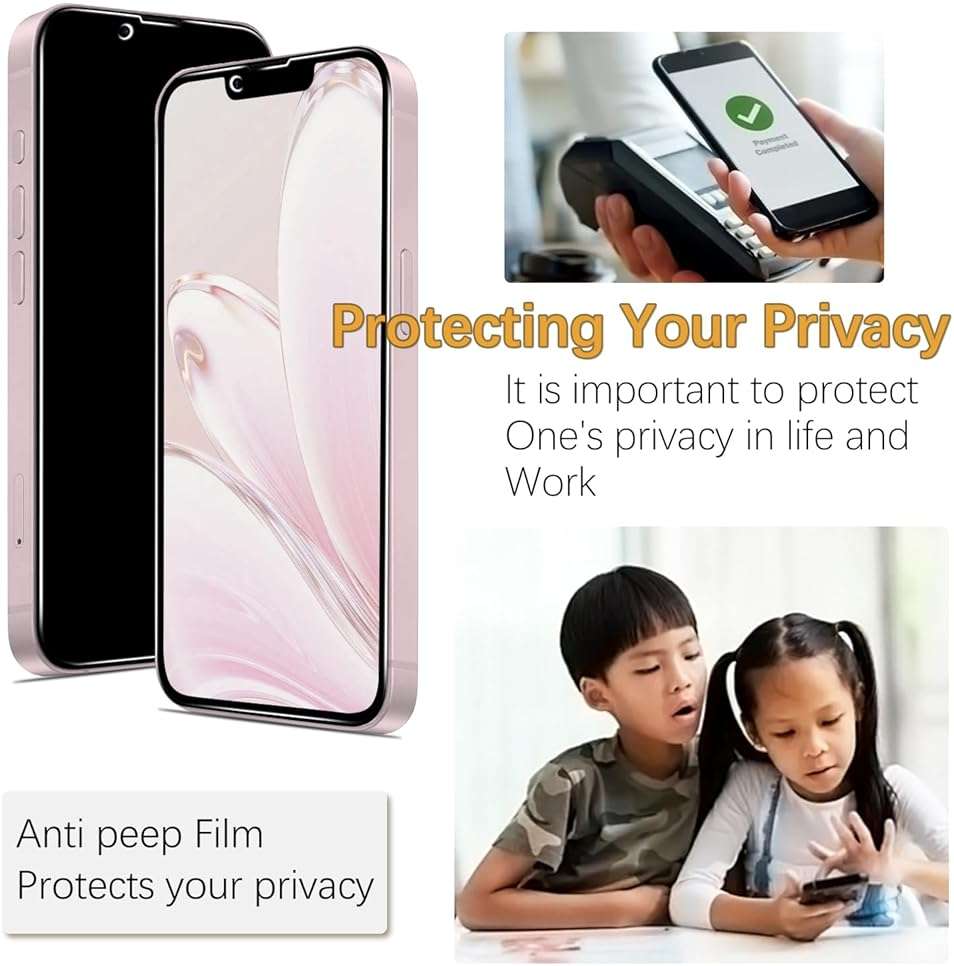 Kesuwe 3 Pack Privacy Screen Protector for iPhone 17e/16e 6.1 Inch Anti Spy Private Tempered Glass Film, 9H Hardness, Anti Scratch, Case Friendly, Easy Installation - Image 7