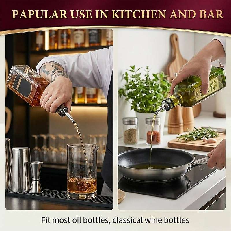 60 PACK Liquor Pour Spout Speed Pourers for Liquor Bottles Alcohol Oil Vinegar and Wine, Bar accessories, Stainless Steel Pourers for Bartending with Dust Caps - Image 7