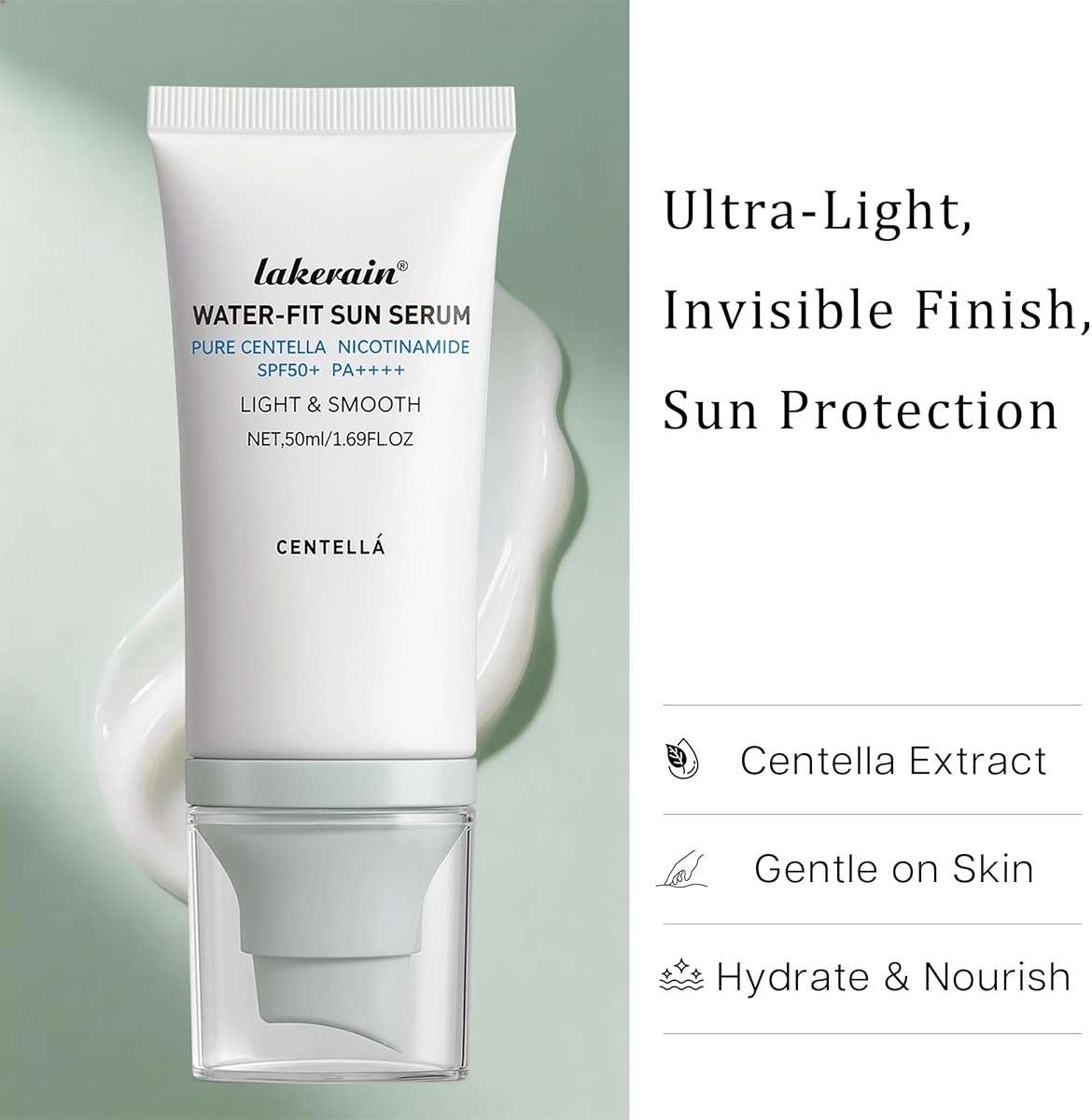 Centella Sunscreen SPF 50, Moisturizing Sunscreen Facial Serum, Daily UV Defense Non-Sticky Sun Protection Travel Essentials for All Skin (50ml) - Image 2