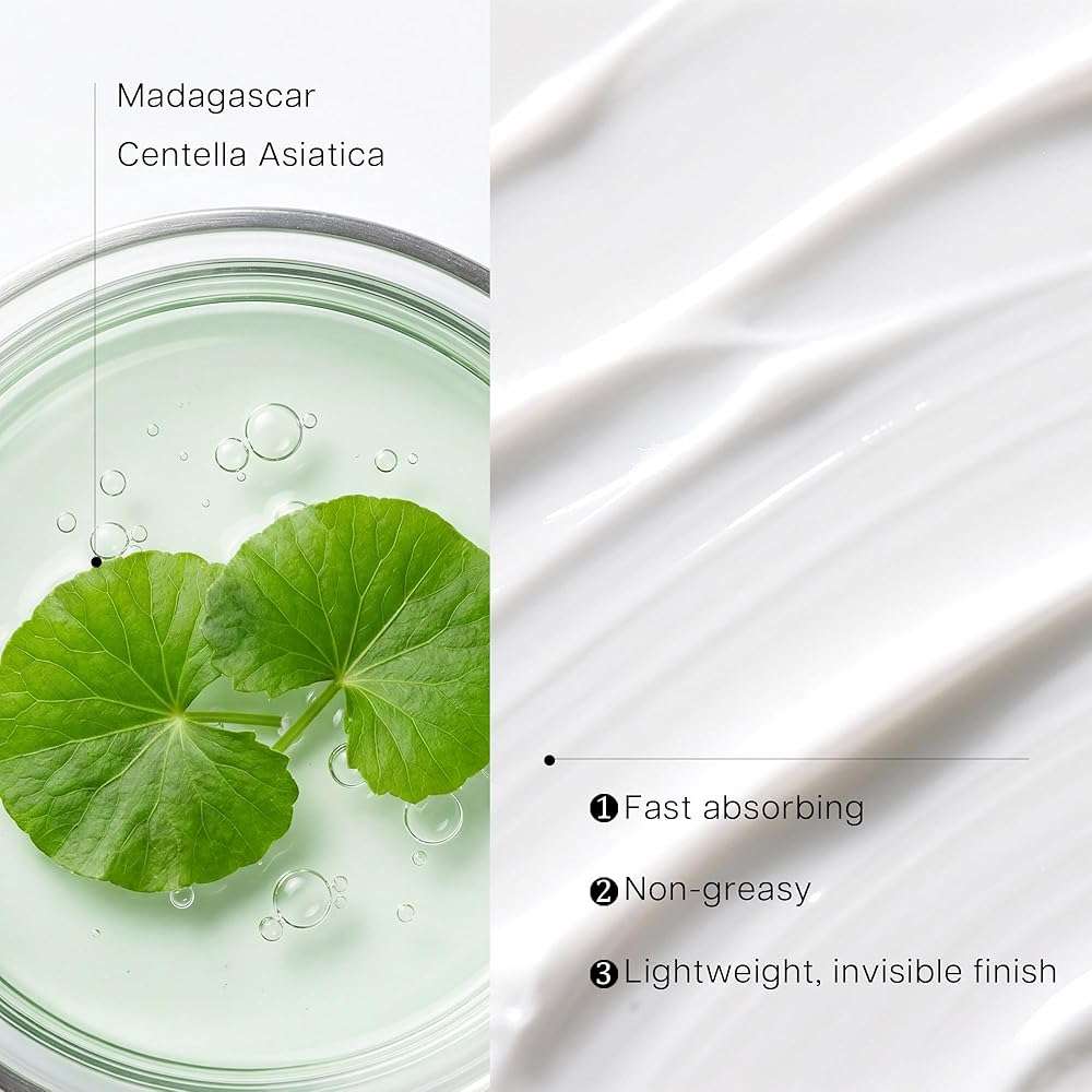 Centella Sunscreen SPF 50, Moisturizing Sunscreen Facial Serum, Daily UV Defense Non-Sticky Sun Protection Travel Essentials for All Skin (50ml) - Image 4