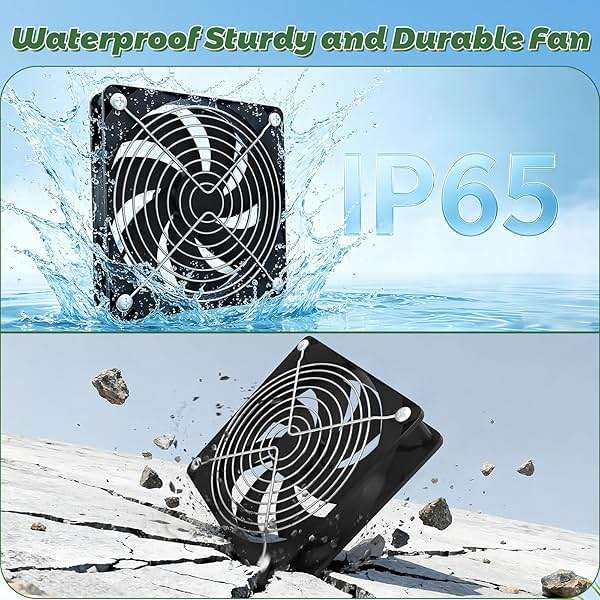 15W Solar Powered Fan for Chicken Coop, Solar Panel Exhaust & Intake Fan with Two Waterproof Fans 6.5Ft Cable Installation Kits, Ideal for Greenhouse Dog-House Outside Shed - Image 6