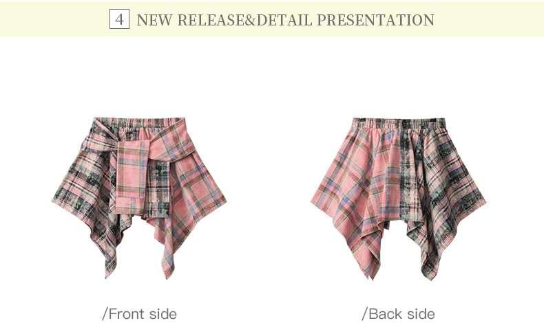 Women's Asymmetric Plaid Mini Skirt Y2K Aesthetic Emo Punk Checked Skirt Irregular Hem Streetwear Low Rise Grunge Skirt - Image 7