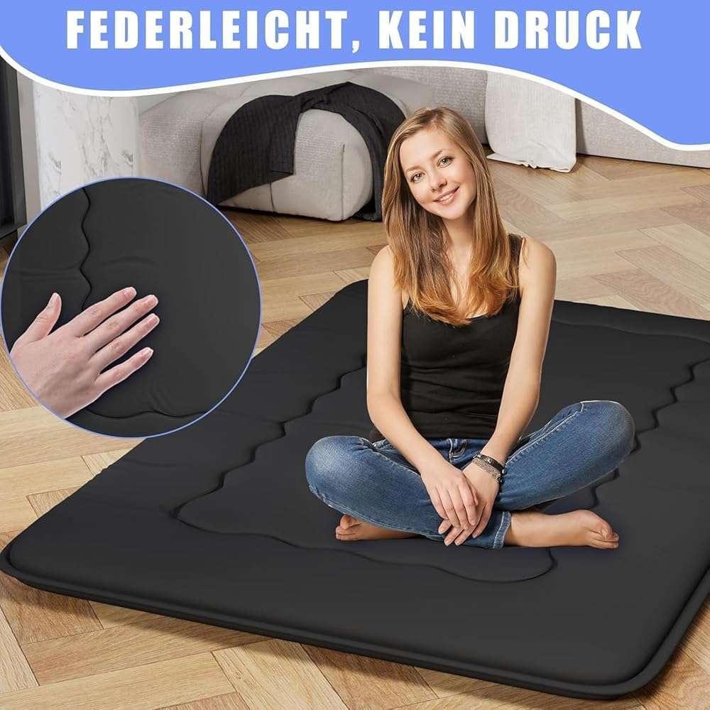 Kiseely Japanese Futon Mattress, Foldable Tatami Mat Portable Dormitory Sleeping Pad with Bag & Strap, Floor Thicken Sleeping Roll up Camping Mattress (Black WS1, 39"X80") - Image 6