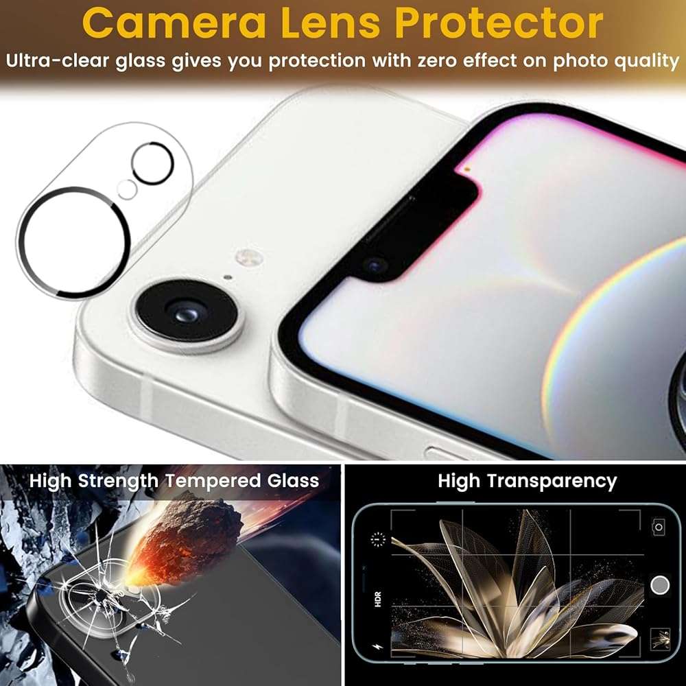 Romkasi 3 Pack Privacy Screen Protector for iPhone 17e 6.3 Inch with 3 Pack Camera Lens Protector, Anti Spy Tempered Glass Film, Anti-Scratch, Touch Sensitive, Case Friendly - Image 5