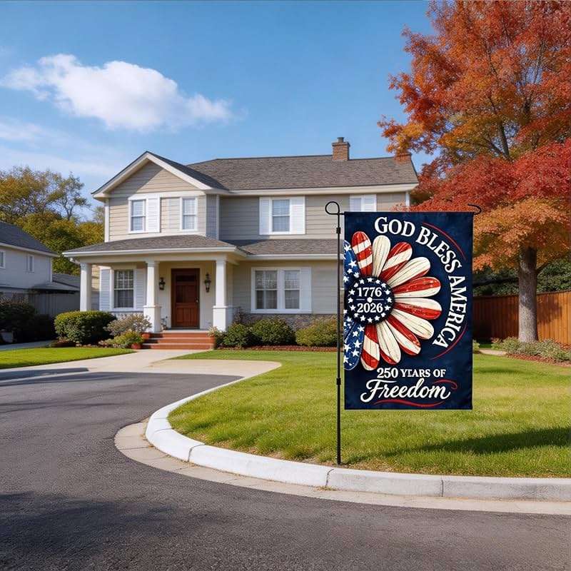 250th Anniversary US 4th of July Garden Flag with God Bless America Patriotic Daisy Design 250 Anniversary Flag Double Sided Independence Day Decorations 12x18 Inch - Image 7