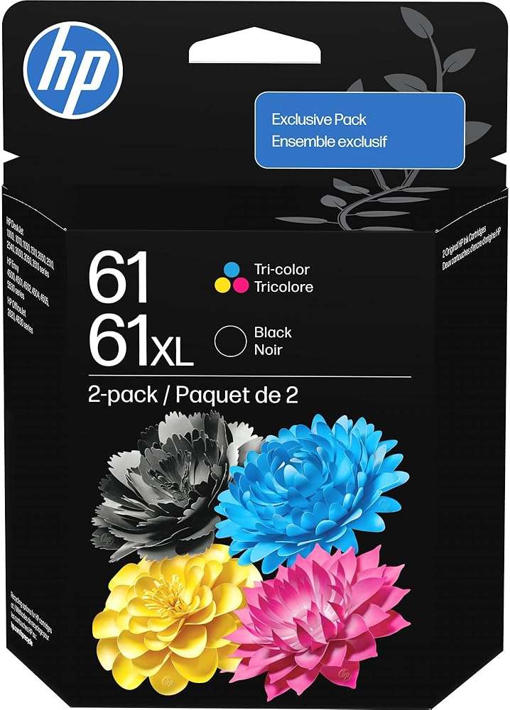 HP Original 61XL Black High‑Yield / 61 Tri-Color | Works OfficeJet 2620, 2621, 4630, 4632, 4635, Deskjet 2050 All-in-One Series (C0PA6AN) - Image 1