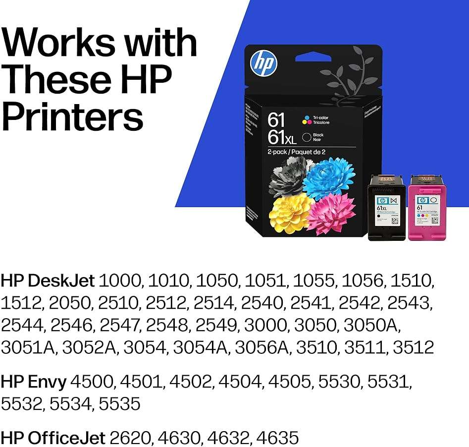 HP Original 61XL Black High‑Yield / 61 Tri-Color | Works OfficeJet 2620, 2621, 4630, 4632, 4635, Deskjet 2050 All-in-One Series (C0PA6AN) - Image 2