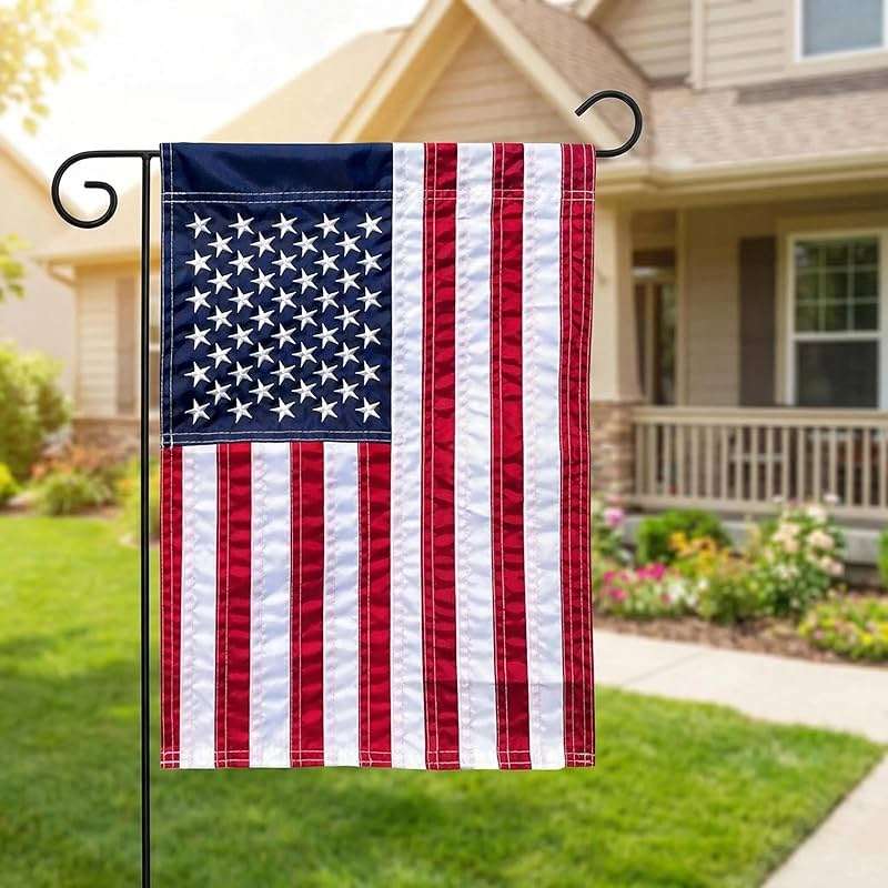 2 Pack American Flag Garden Flag 12x18 - Double Sided and Embroidered Stars Patriotic Yard Decor | Durable All-Weather Porch Flag for 4th of July, Memorial Day, Veterans Day & Everyday Outdoor/Indoor Use (2 Pack American Flag 12x18) - Image 2