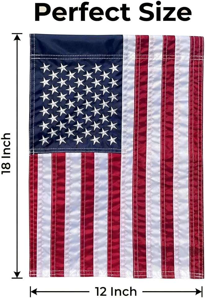2 Pack American Flag Garden Flag 12x18 - Double Sided and Embroidered Stars Patriotic Yard Decor | Durable All-Weather Porch Flag for 4th of July, Memorial Day, Veterans Day & Everyday Outdoor/Indoor Use (2 Pack American Flag 12x18) - Image 3