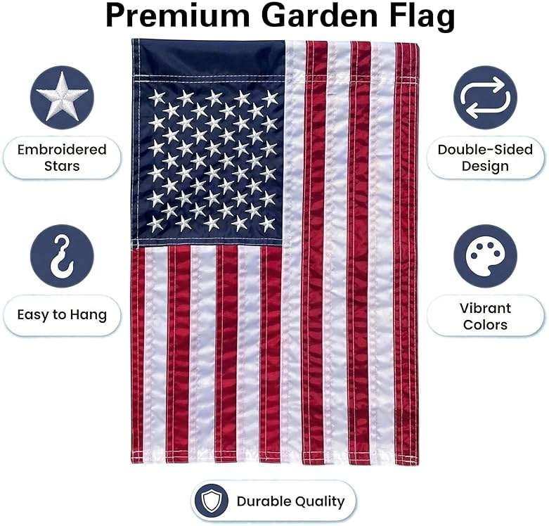 2 Pack American Flag Garden Flag 12x18 - Double Sided and Embroidered Stars Patriotic Yard Decor | Durable All-Weather Porch Flag for 4th of July, Memorial Day, Veterans Day & Everyday Outdoor/Indoor Use (2 Pack American Flag 12x18) - Image 5