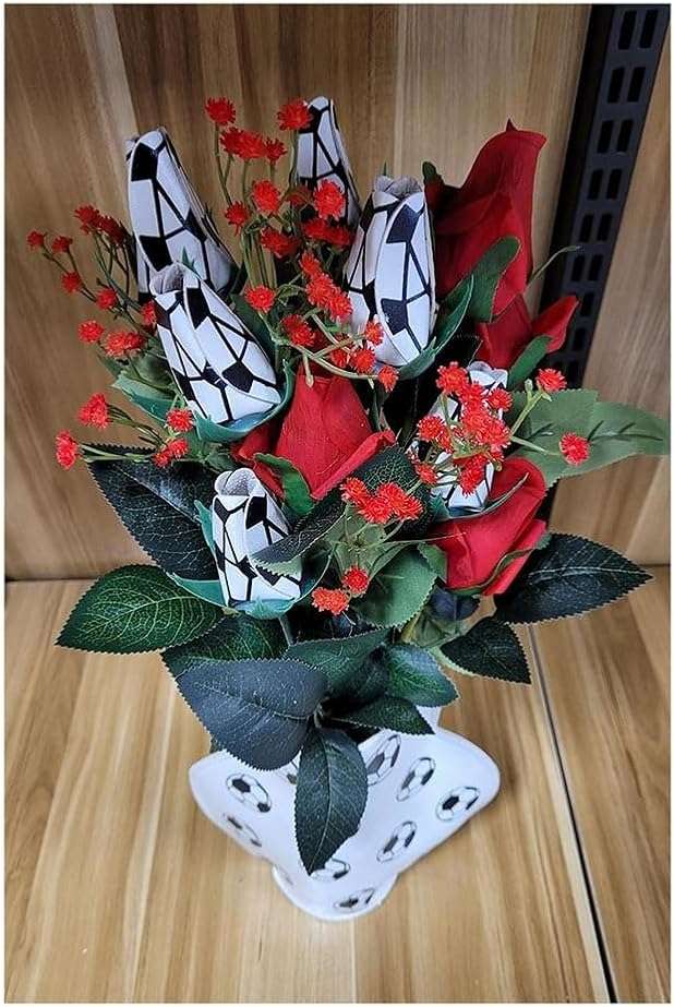 Bloepum Softball Rose Sport Leather Rose Handmade Artificial Softball Flowers Gift for Softball Mom Fans Team Graduation,E - Image 5