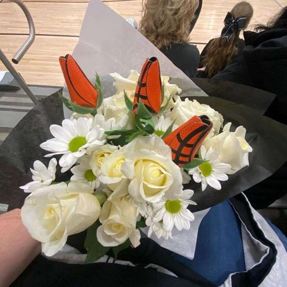 Bloepum Softball Rose Sport Leather Rose Handmade Artificial Softball Flowers Gift for Softball Mom Fans Team Graduation,E - Image 7