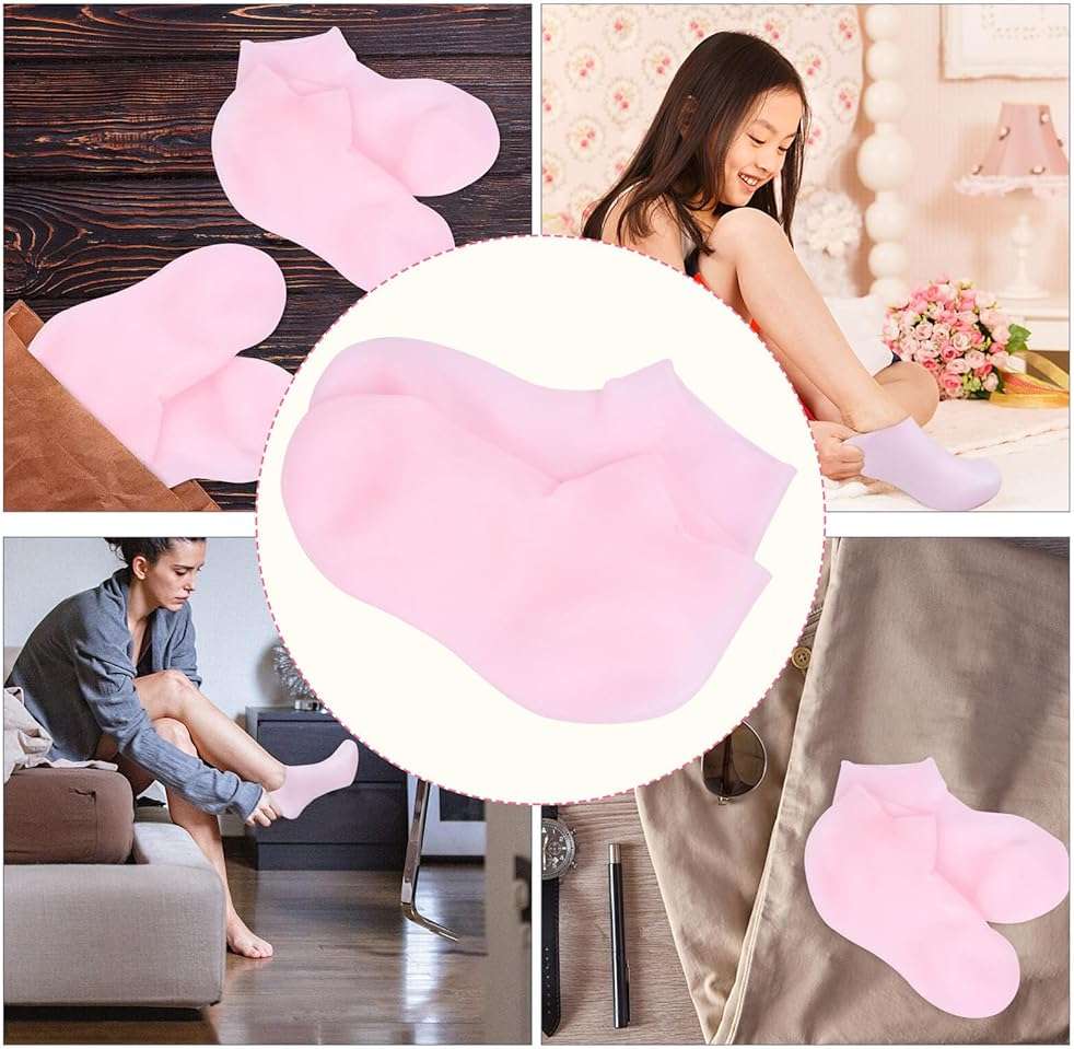 VINTORKY Moisturizing Socks for Feet Treatment 1 Pair Pink L 39-41 Exfoliator Stocking Anti-Dry Crack Care Foot Care Socks for Dry and Cracked Skin - Image 4