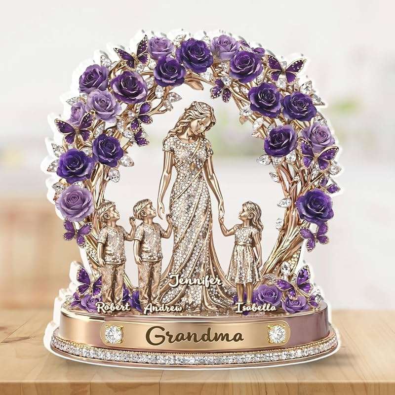 Wrappiness Personalized Mom Grandma Custom Shape Acrylic Plaque 3D Effect Printing, Mom and Her Kids Custom Name Acrylic Desk Block Thoughtful Mothers Day Keepsake Birtday for Women, Wife, Grandma - Image 1