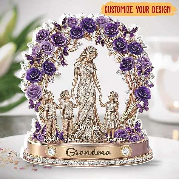 Wrappiness Personalized Mom Grandma Custom Shape Acrylic Plaque 3D Effect Printing, Mom and Her Kids Custom Name Acrylic Desk Block Thoughtful Mothers Day Keepsake Birtday for Women, Wife, Grandma - Image 3