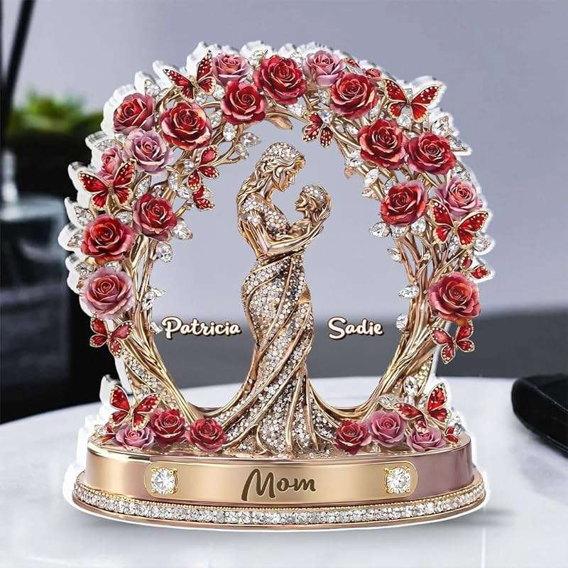 Wrappiness Personalized Mom Grandma Custom Shape Acrylic Plaque 3D Effect Printing, Mom and Her Kids Custom Name Acrylic Desk Block Thoughtful Mothers Day Keepsake Birtday for Women, Wife, Grandma - Image 4