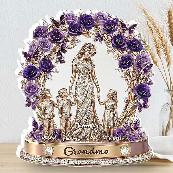 Wrappiness Personalized Mom Grandma Custom Shape Acrylic Plaque 3D Effect Printing, Mom and Her Kids Custom Name Acrylic Desk Block Thoughtful Mothers Day Keepsake Birtday for Women, Wife, Grandma - Image 6