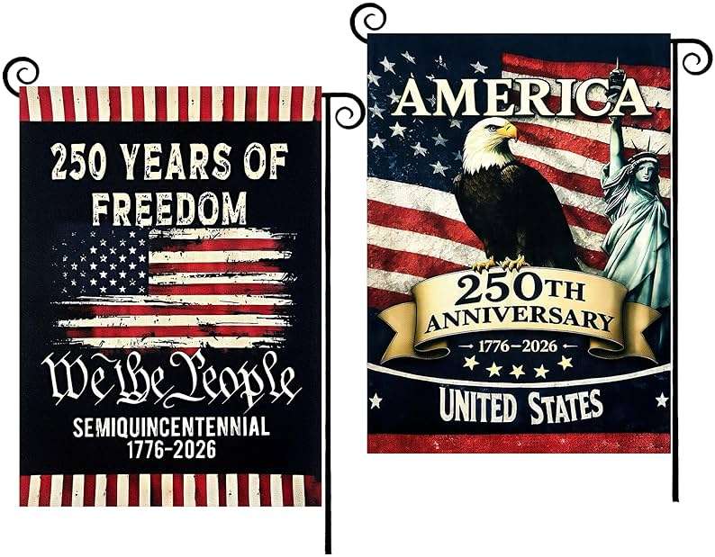 2PCS 250th Anniversary American Garden Flag,July 4th Independence Day Patriotic Banner,Double-Sided Waterproof 1776-2026 Commemorative Flags - Image 1