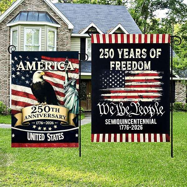 2PCS 250th Anniversary American Garden Flag,July 4th Independence Day Patriotic Banner,Double-Sided Waterproof 1776-2026 Commemorative Flags - Image 2