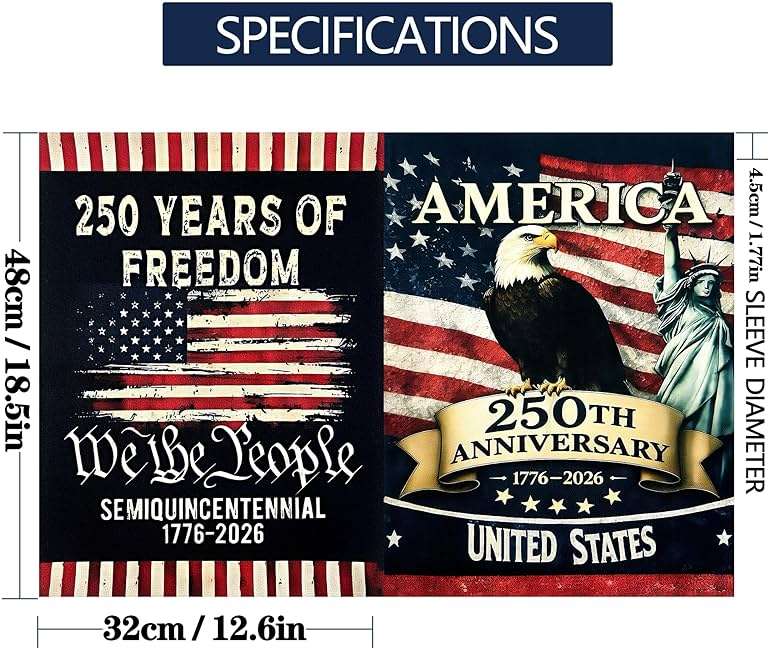 2PCS 250th Anniversary American Garden Flag,July 4th Independence Day Patriotic Banner,Double-Sided Waterproof 1776-2026 Commemorative Flags - Image 3