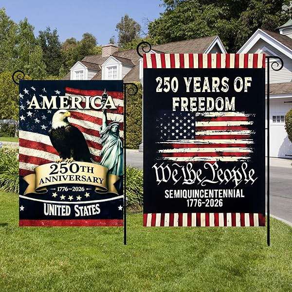 2PCS 250th Anniversary American Garden Flag,July 4th Independence Day Patriotic Banner,Double-Sided Waterproof 1776-2026 Commemorative Flags - Image 5