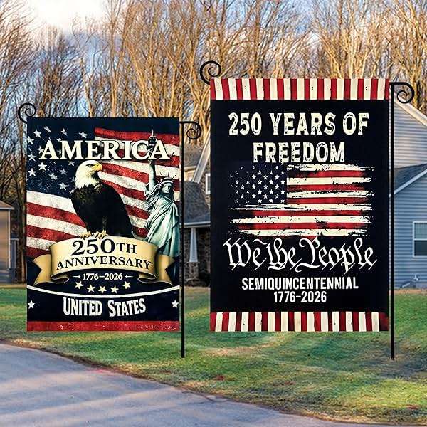 2PCS 250th Anniversary American Garden Flag,July 4th Independence Day Patriotic Banner,Double-Sided Waterproof 1776-2026 Commemorative Flags - Image 6