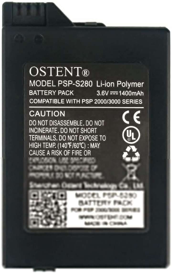 OSTENT Real 1400mAh 3.6V Lithium Ion Li-ion Polymer Rechargeable Battery Pack Replacement Upgraded Version for Sony PSP 2000/3000 Console PSP-S280 Video Games - Image 2