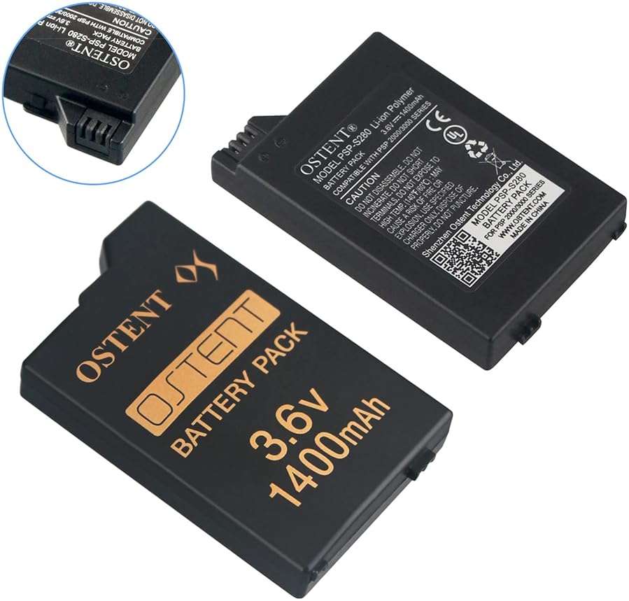 OSTENT Real 1400mAh 3.6V Lithium Ion Li-ion Polymer Rechargeable Battery Pack Replacement Upgraded Version for Sony PSP 2000/3000 Console PSP-S280 Video Games - Image 4