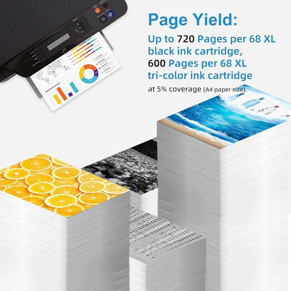 68XL Ink Cartridges Black Color Combo Pack for HP 68 XL 68e Printers Replacement for HP68XL HP68 for Envy 6155e 6555e 6152e 6552e 6558e 6110e 6500e 6520 6520e 6530e 6531e 6532e 6165e 6110e 6110r 6120e - Image 3
