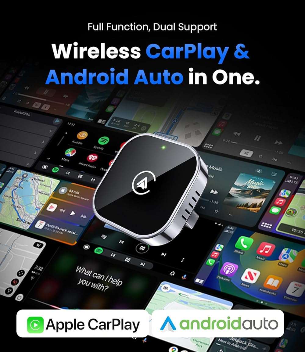 Teeran 2 in 1 Wireless CarPlay and Android Auto Adapter, Easy Setup Plug and Play, Fast Seamless Use, Supports 1000+ Cars with Built-in Wired CarPlay/Android Auto Compact Car Adapter 2026 Upgraded - Image 2