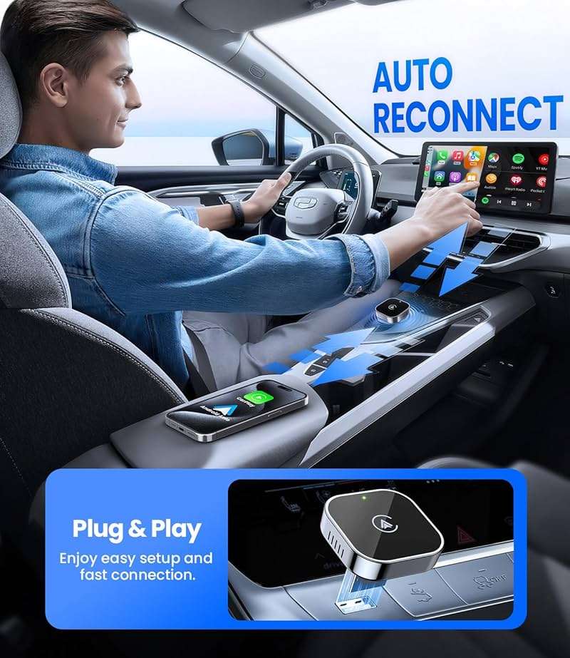 Teeran 2 in 1 Wireless CarPlay and Android Auto Adapter, Easy Setup Plug and Play, Fast Seamless Use, Supports 1000+ Cars with Built-in Wired CarPlay/Android Auto Compact Car Adapter 2026 Upgraded - Image 6