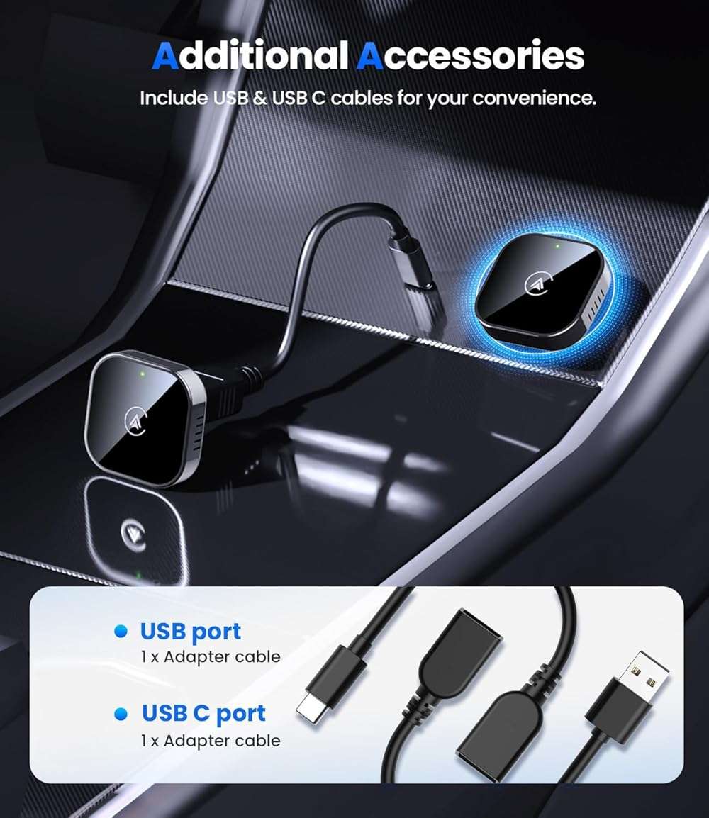Teeran 2 in 1 Wireless CarPlay and Android Auto Adapter, Easy Setup Plug and Play, Fast Seamless Use, Supports 1000+ Cars with Built-in Wired CarPlay/Android Auto Compact Car Adapter 2026 Upgraded - Image 9