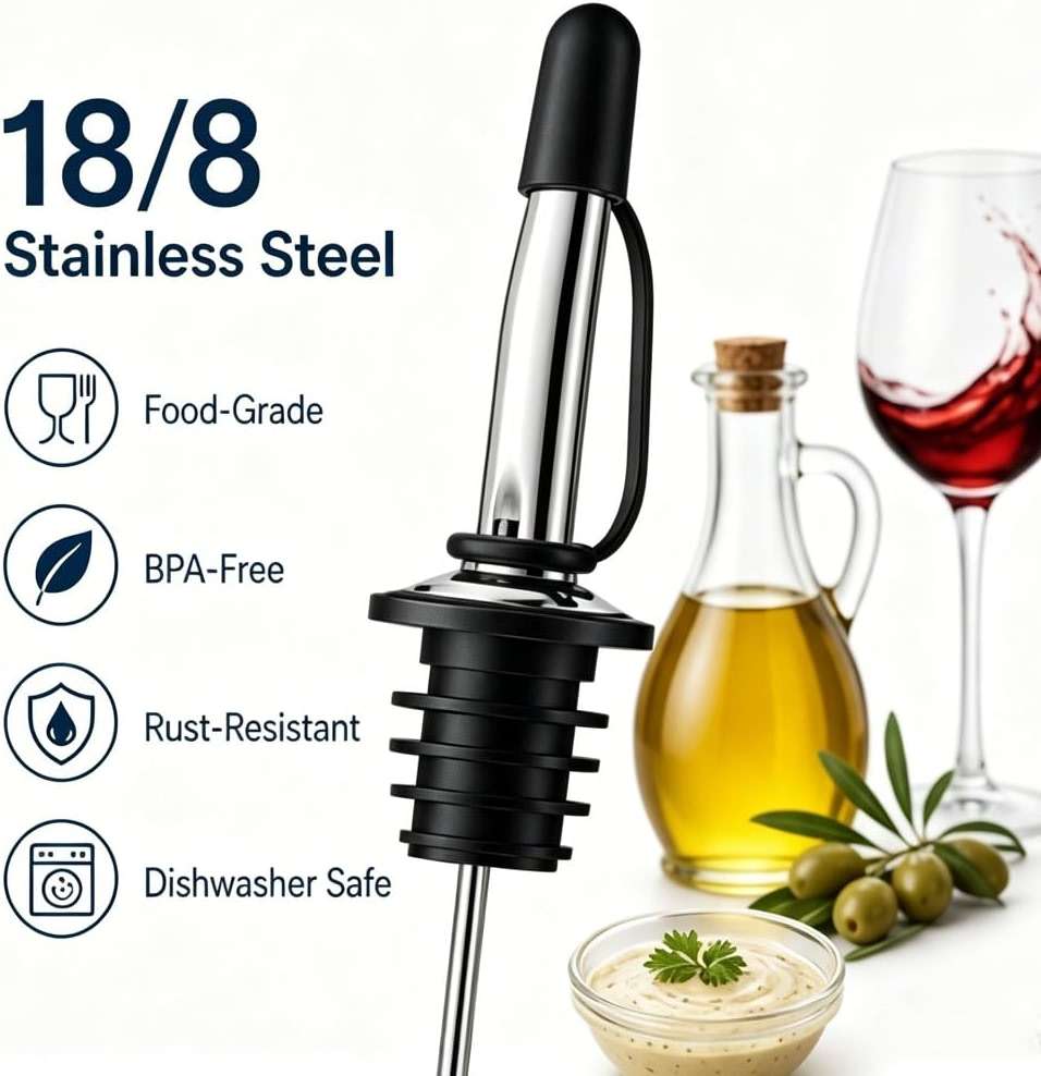 24 Pack Stainless Steel Liquor Pour Spout, Pour Spouts for Liquor Bottles with Dust Caps, Speed Pourers for Liquor Bottles Oil Wine Alcohol, Bar Accessories Bar Supplies for Home Bartender - Image 5