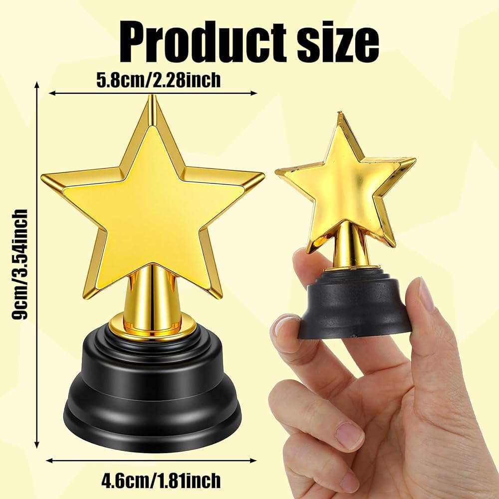 Fumusae 32 Pack Mini Star Award Trophy, 3.5 Inch Gold Trophy Awards Bulk, Plastic Trophies for Rewards, Sports Winning Prize, Competitions, Game Prizes, Party Favors, Event Props - Image 2