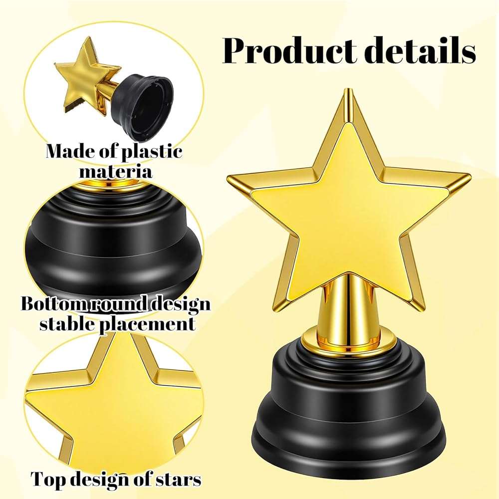 Fumusae 32 Pack Mini Star Award Trophy, 3.5 Inch Gold Trophy Awards Bulk, Plastic Trophies for Rewards, Sports Winning Prize, Competitions, Game Prizes, Party Favors, Event Props - Image 3