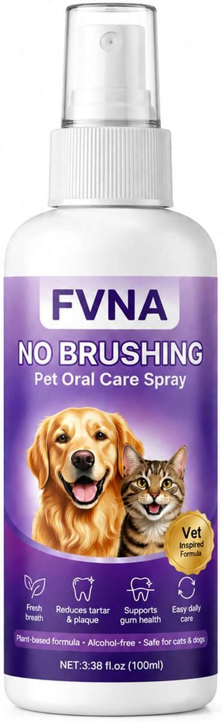 FVNA No Brushing Pet Oral Care Spray, Breath Freshener & Teeth Cleaning Pet Dental Care Spray for Dogs & Cats, Reduce Plaque & Tartar, Supports Gum Health,Daily Dental Care for Pets (1) - Image 1