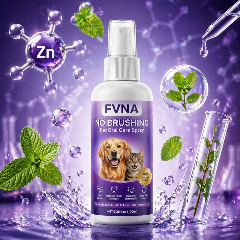 FVNA No Brushing Pet Oral Care Spray, Breath Freshener & Teeth Cleaning Pet Dental Care Spray for Dogs & Cats, Reduce Plaque & Tartar, Supports Gum Health,Daily Dental Care for Pets (1) - Image 4