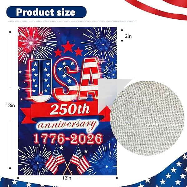 250 Anniversary Usa Garden Flags for Outside, 250 Anniversary USA Flag 1776-2026 Commemorative Patriotic Yard Sign Outdoor Firework Design Banner 4th of July Decorations Double Sided Waterproof 250 Year American Flag 12x18 Inch - Image 3