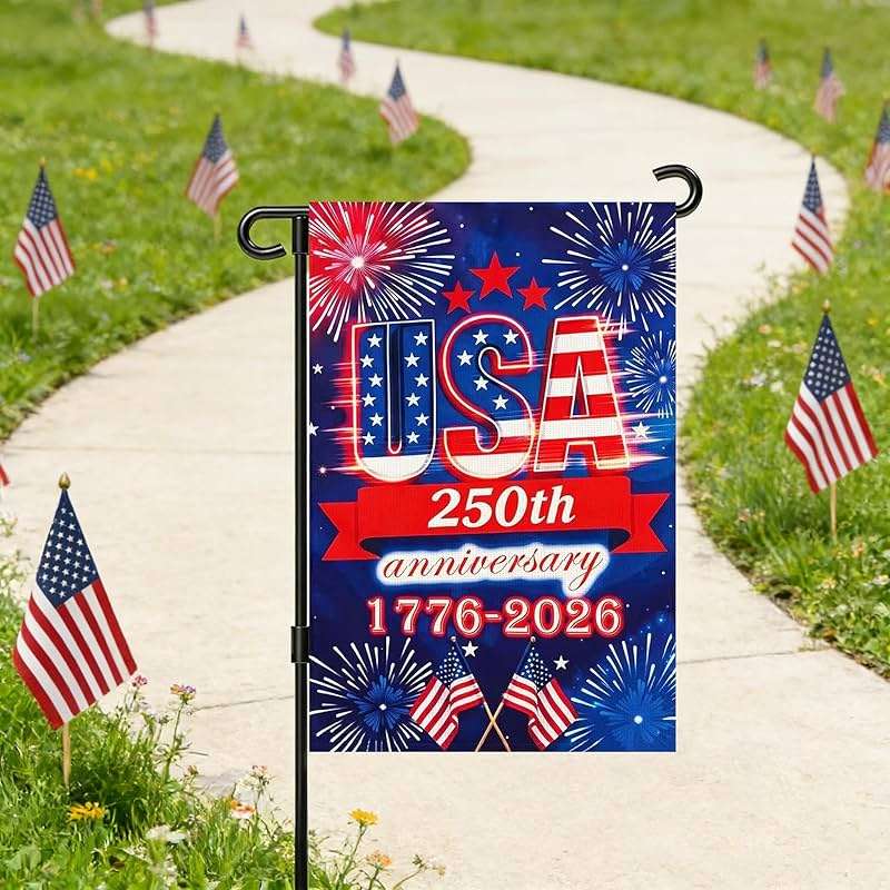 250 Anniversary Usa Garden Flags for Outside, 250 Anniversary USA Flag 1776-2026 Commemorative Patriotic Yard Sign Outdoor Firework Design Banner 4th of July Decorations Double Sided Waterproof 250 Year American Flag 12x18 Inch - Image 7