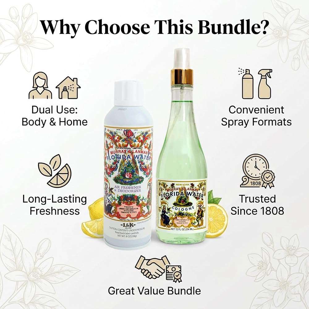 Florida Water Murray & Lanman Cologne Spray 12 oz Bundle Spray 8 oz – Air Freshener & Deodorizer (2 Items) - Image 5