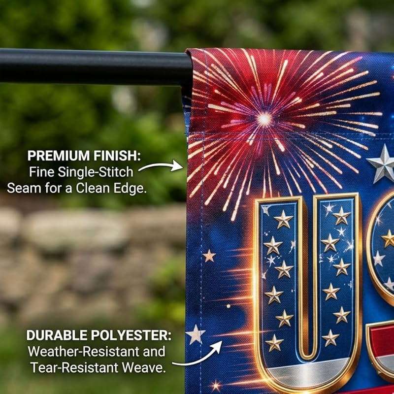 250 Anniversary USA Flag, 4th of July Decorations, Double Sided, UV Protection, Fade Resistant, 12x18 Inch, American Patriotic Outdoor Yard Garden Flags, 1776-2026 Commemorative (Blue) - Image 5