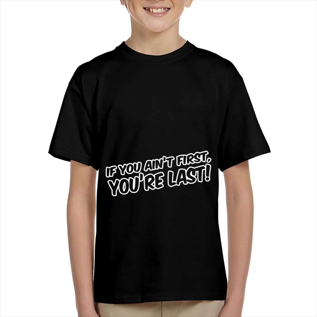 Teen's T Shirt,If You Ain't First You're Last,Teens Short Sleeve Graphic Summer Top Clothes - Image 2