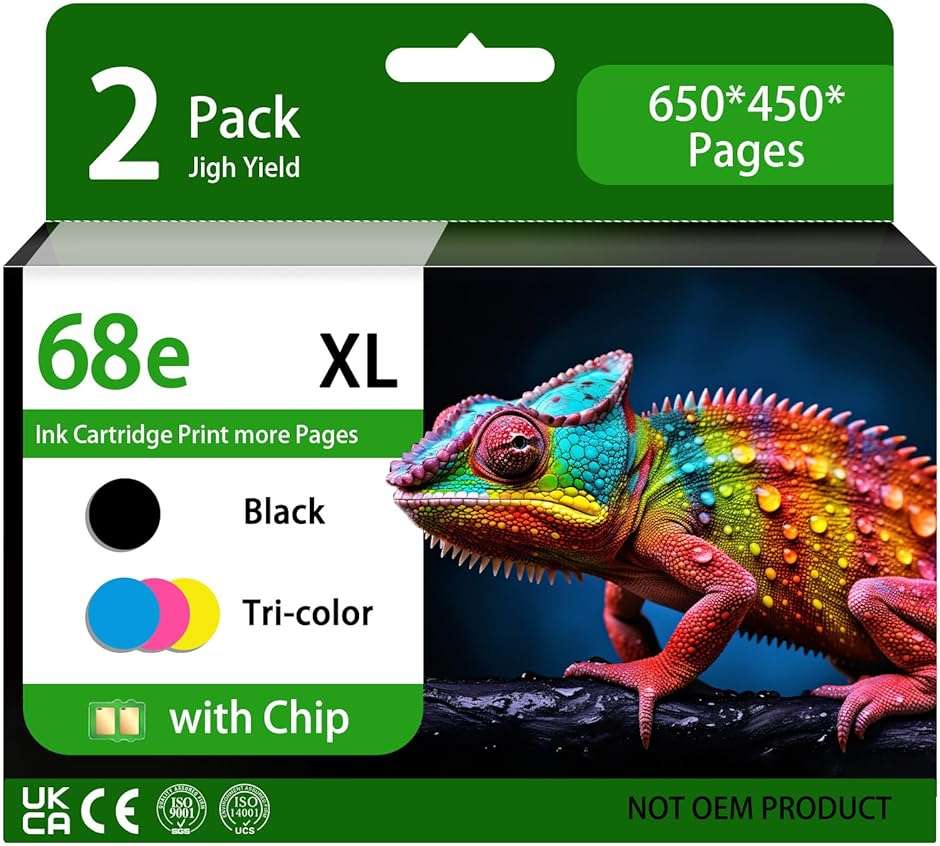 Skysoar 68XL 68e for HP 68 Ink Cartridges, Compatible for HP Ink 68, High Yield for HP 68 Ink Cartridges Black/Color Combo Pack Work with Envy 6155e 6555e 6152e 6100e 6552e 6558e (1Bk, 1Tri-Color) - Image 1