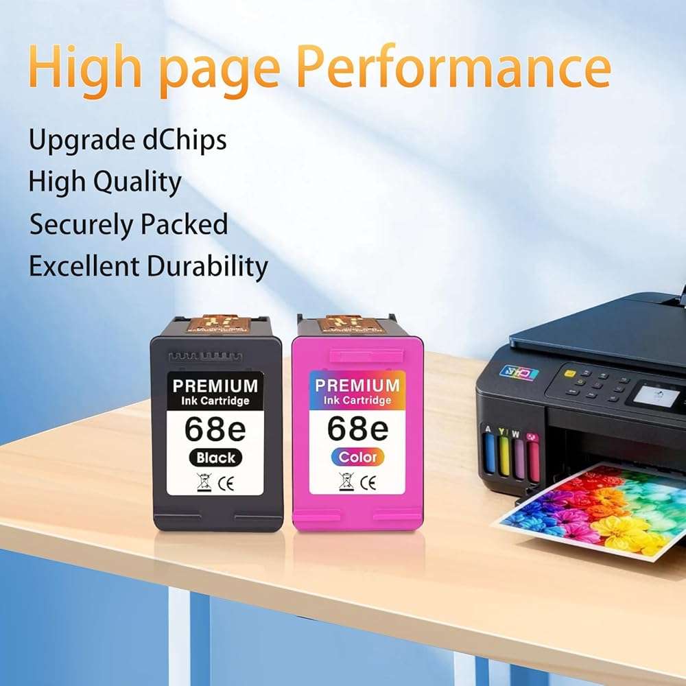 Skysoar 68XL 68e for HP 68 Ink Cartridges, Compatible for HP Ink 68, High Yield for HP 68 Ink Cartridges Black/Color Combo Pack Work with Envy 6155e 6555e 6152e 6100e 6552e 6558e (1Bk, 1Tri-Color) - Image 4
