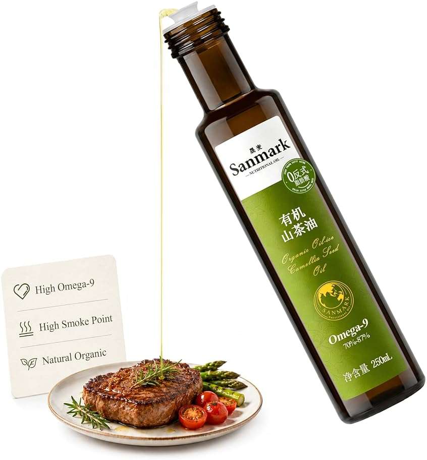 Organic Camellia Seed Oil 8.45 fl oz (250ml) – Pure Cold-Pressed Tea Seed Oil for Cooking & Culinary, Rich in Omega-9 (70%-87% Oleic Acid), High Smoke Point, Natural Mountain-Grown (pack of 1) - Image 1